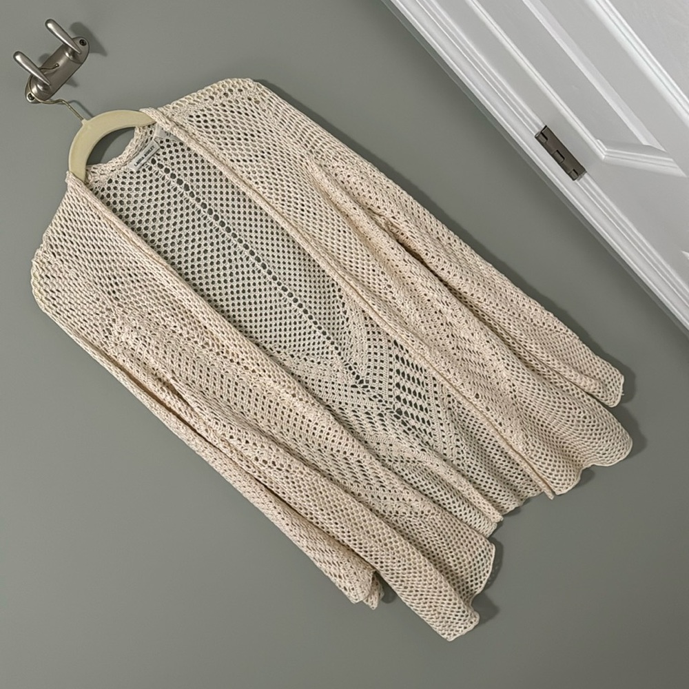 Laura Ashley cream color, sweater. Silk and cotton knit. Medium